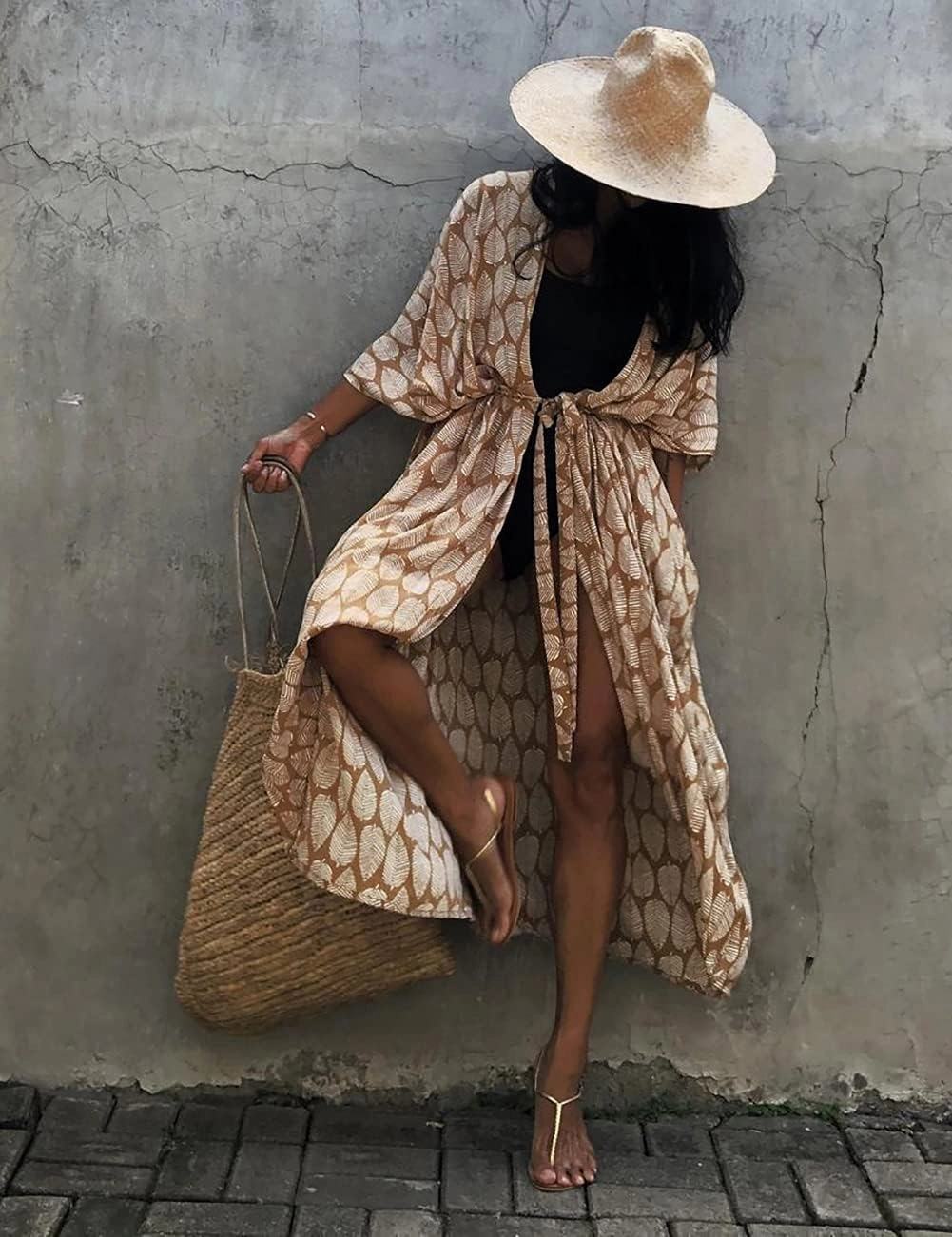 Bsubseach Stylish Tie Dye Open Front Long Kimono Swimsuit Cover Up for Women Swimwear Cover Ups