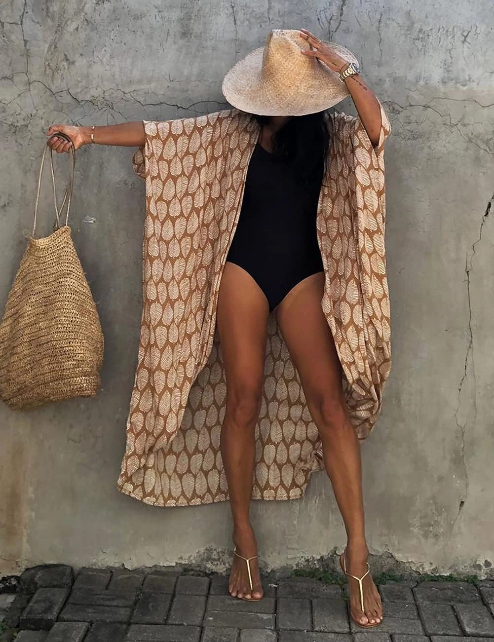 Bsubseach Stylish Tie Dye Open Front Long Kimono Swimsuit Cover Up for Women Swimwear Cover Ups