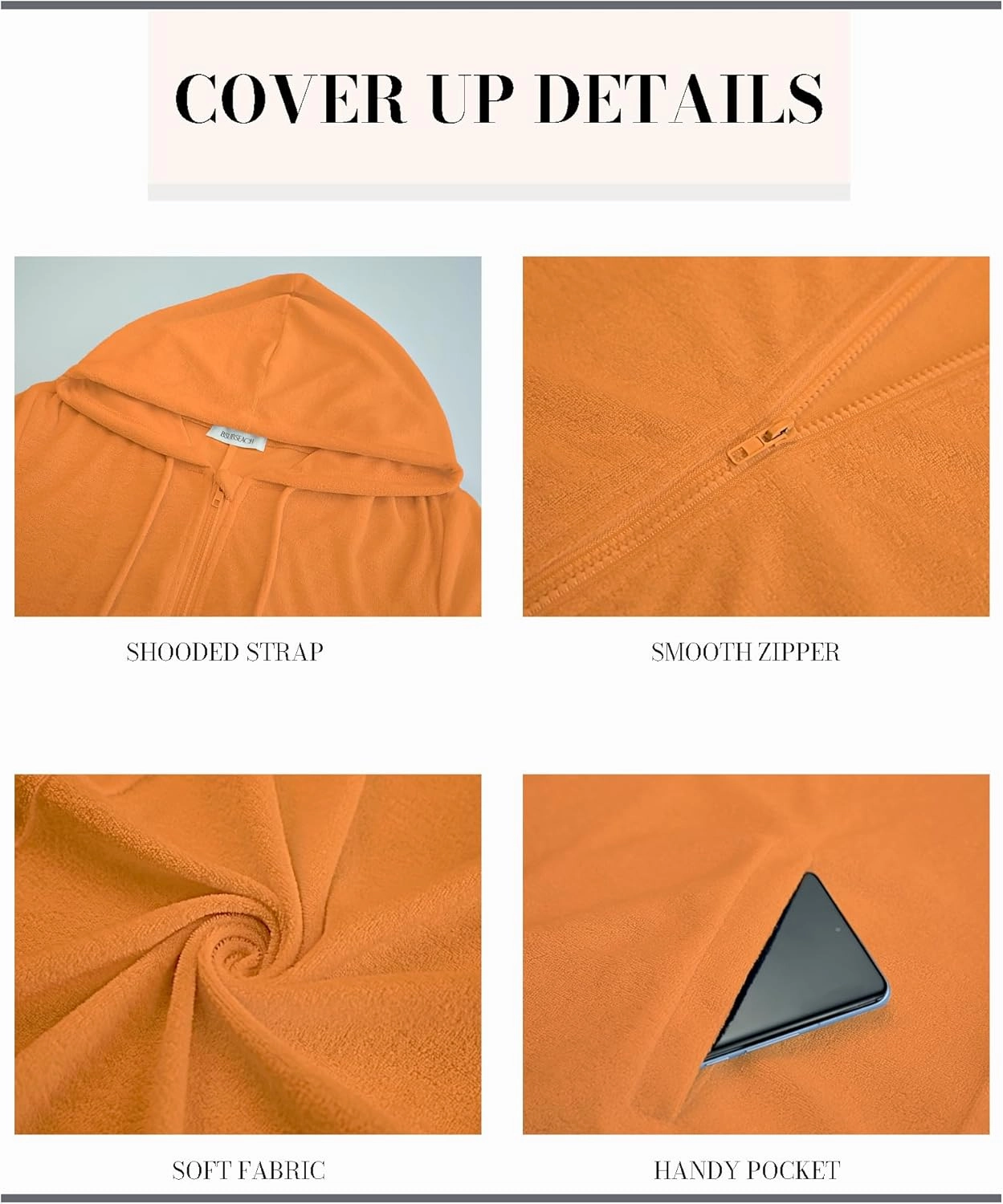 Bsubseach Terry Cloth Cover Up - Women 2025 Zipper Swimsuit Coverup Hooded Swim Robes Beach Coverups with Pockets