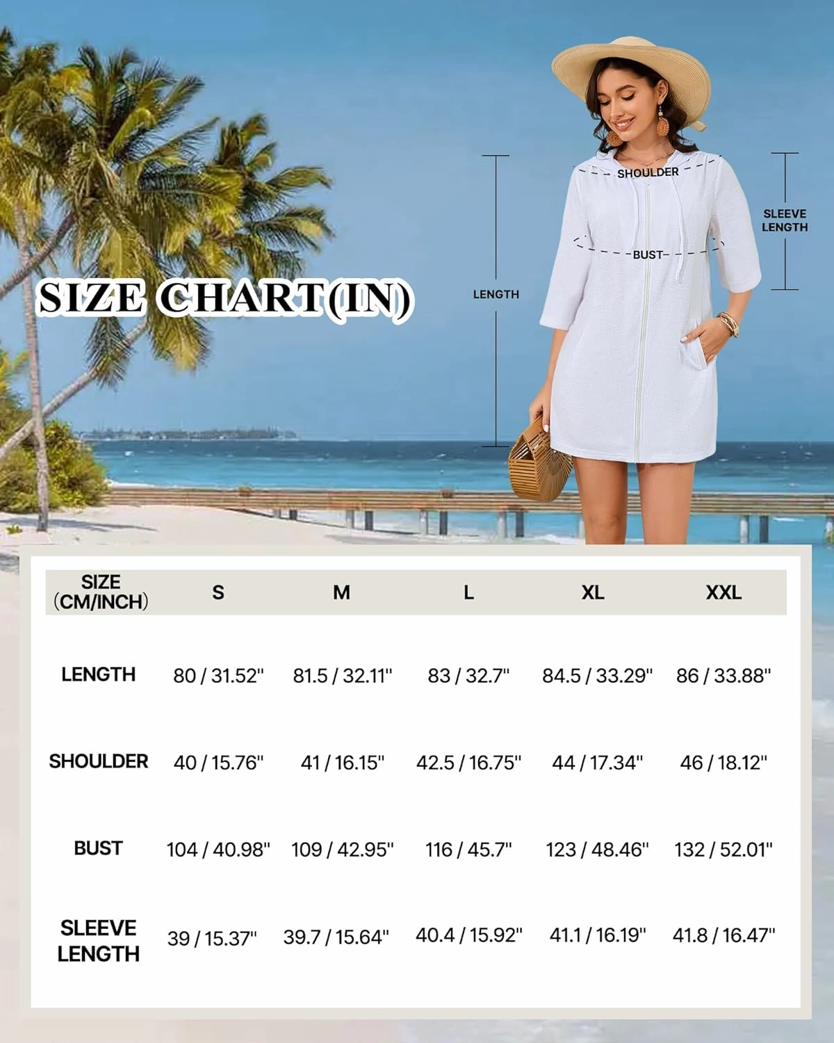 Bsubseach Terry Cloth Swim Coverup - Women Long Sleeve Hooded Swimsuit Coverup Zipper Beach Coverups Robes with Pockets