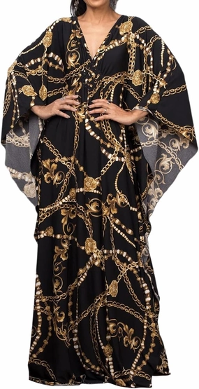Bsubseach Women Ethnic Print Kaftan Beach Dress Plus Size Swimsuit Cover Up