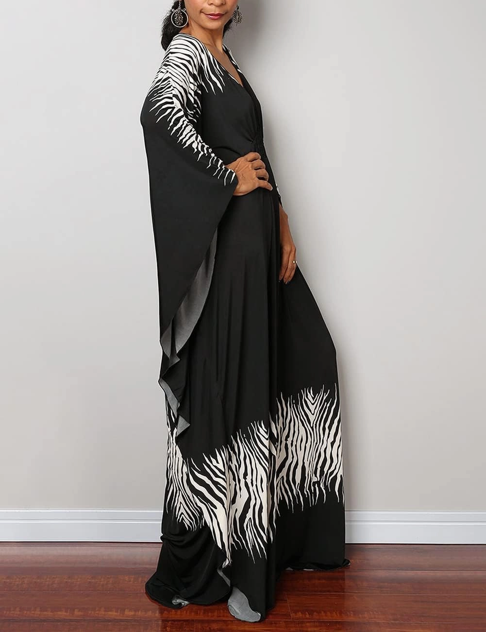 Bsubseach Women Ethnic Print Kaftan Beach Dress Plus Size Swimsuit Cover Up