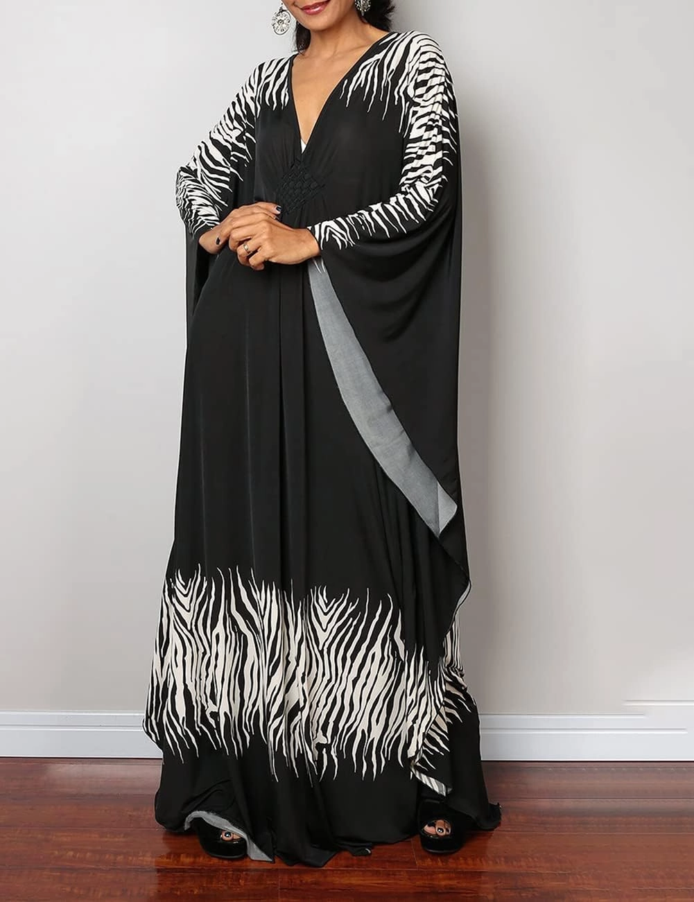 Bsubseach Women Ethnic Print Kaftan Beach Dress Plus Size Swimsuit Cover Up