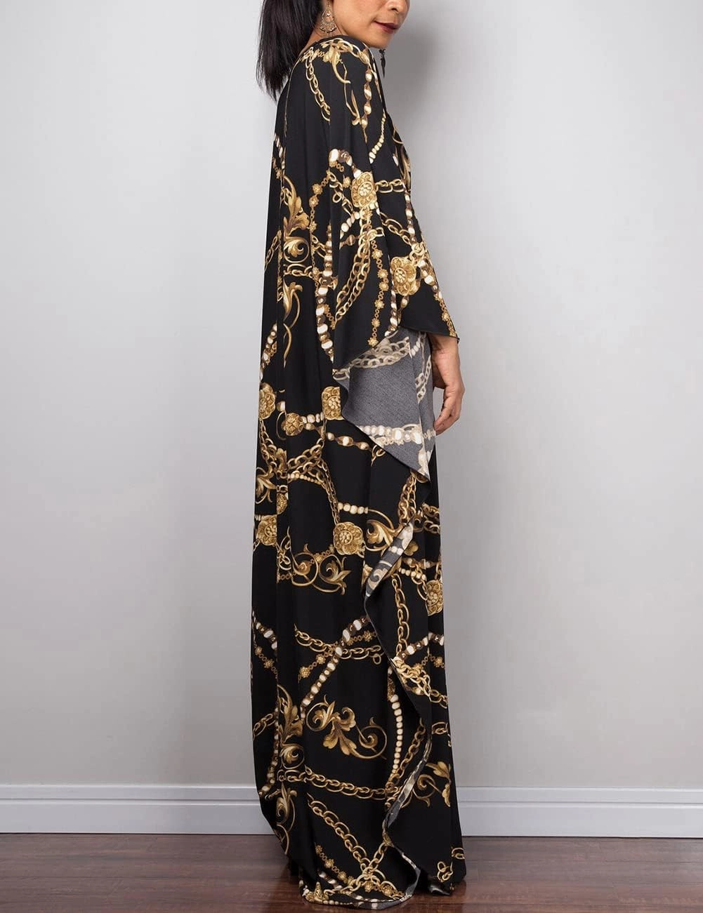 Bsubseach Women Ethnic Print Kaftan Beach Dress Plus Size Swimsuit Cover Up