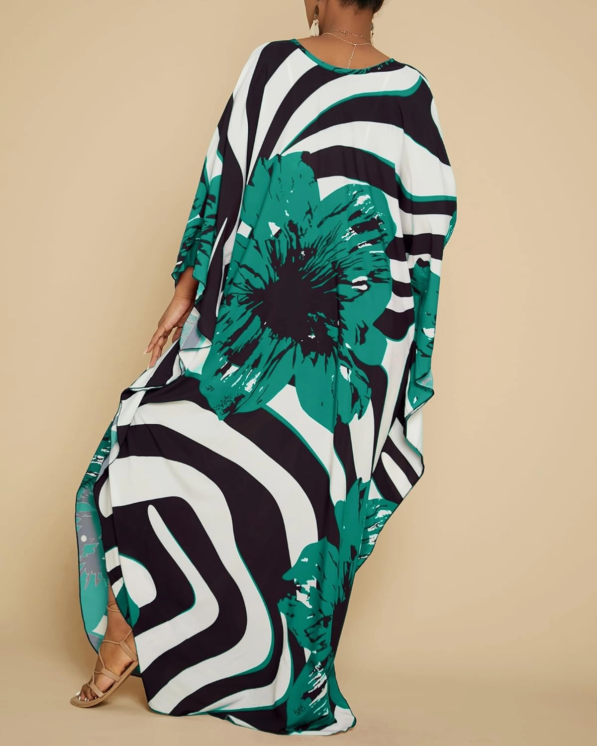 Bsubseach Women Floral Print Kaftan Dresses Plus Size Swimsuit Coverup 2025 Summer Bathing Suit Caftan Loungewear Beach Dress