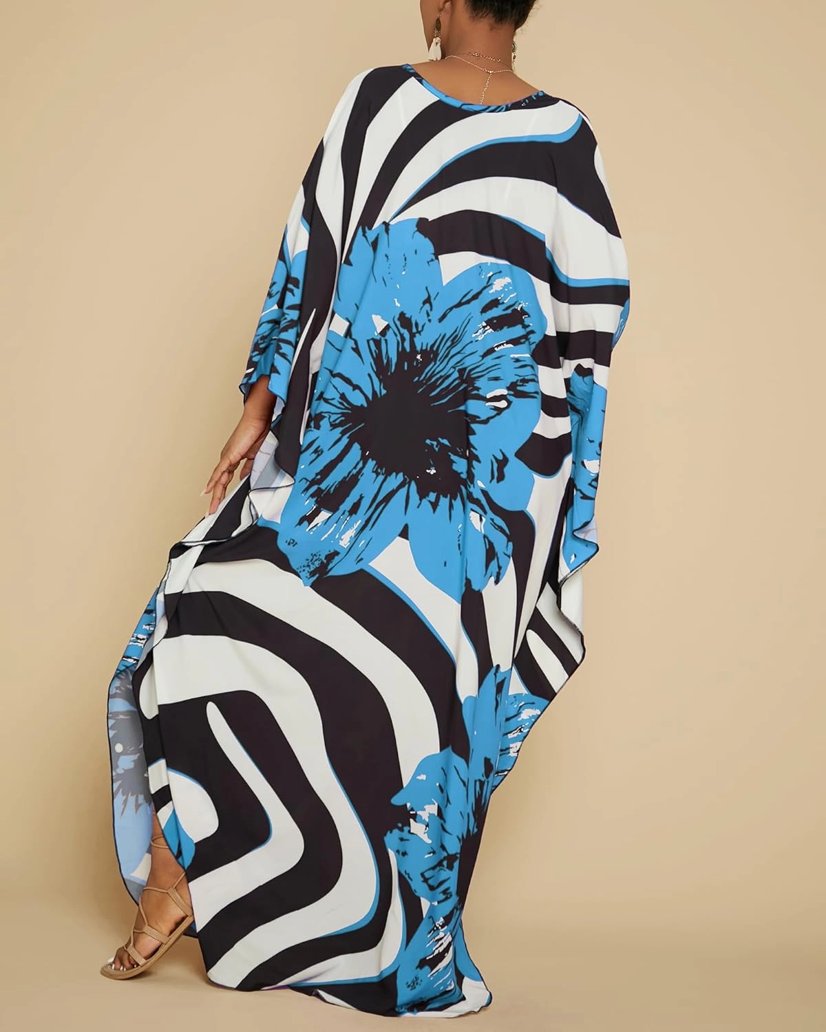 Bsubseach Women Floral Print Kaftan Dresses Plus Size Swimsuit Coverup 2025 Summer Bathing Suit Caftan Loungewear Beach Dress