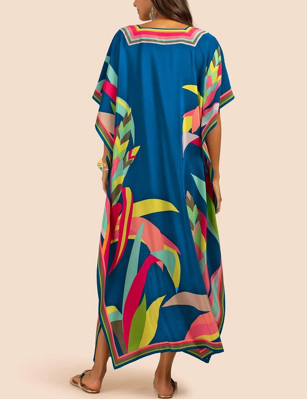 Bsubseach Women Plus Size Kaftan Dress Swimsuit Cover Up Caftan Maxi Beach Dresses Cover Ups