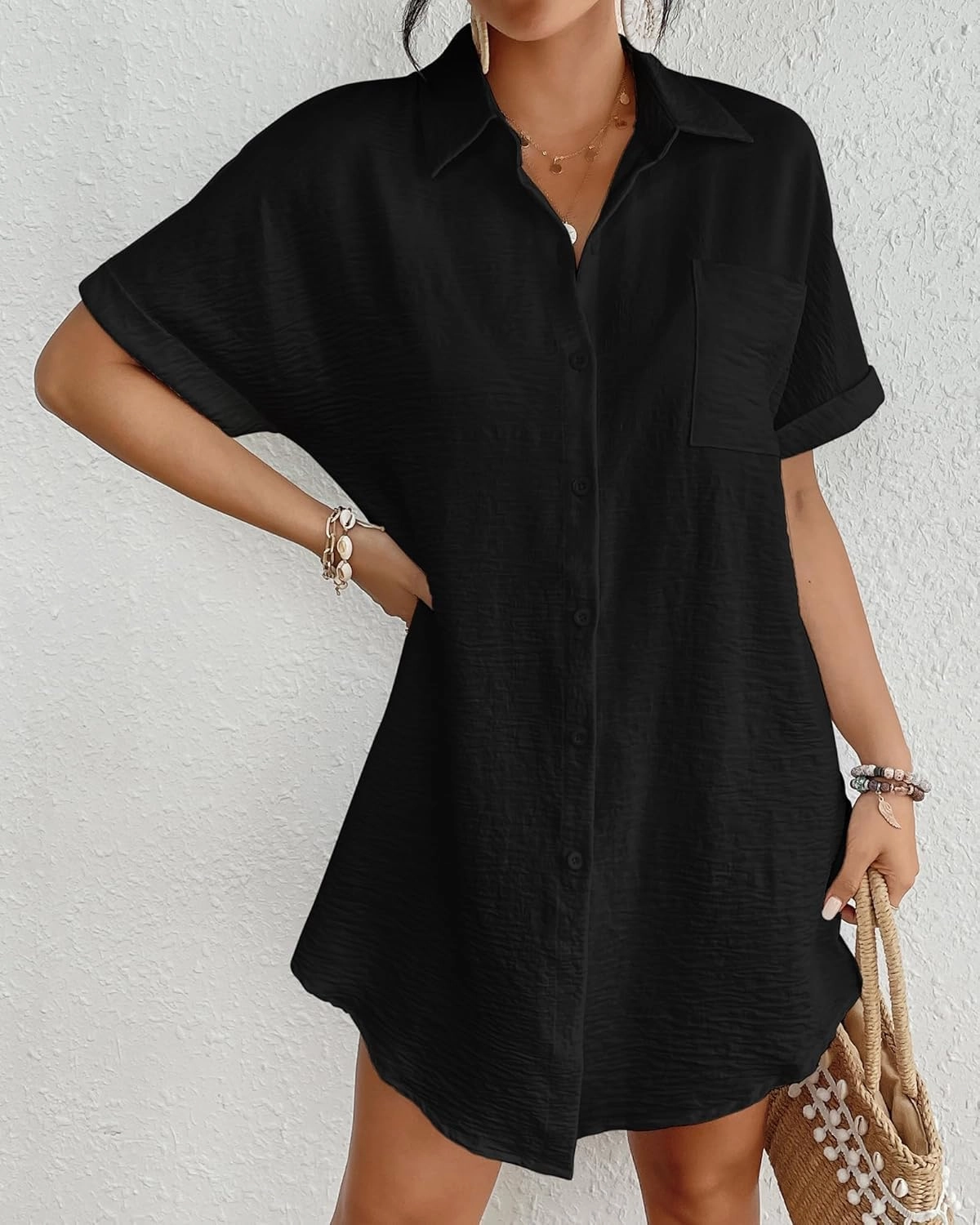 Bsubseach Women Swimsuit Coverup Shirt Dress Button Down Bathing Suit Cover Up Beachwear