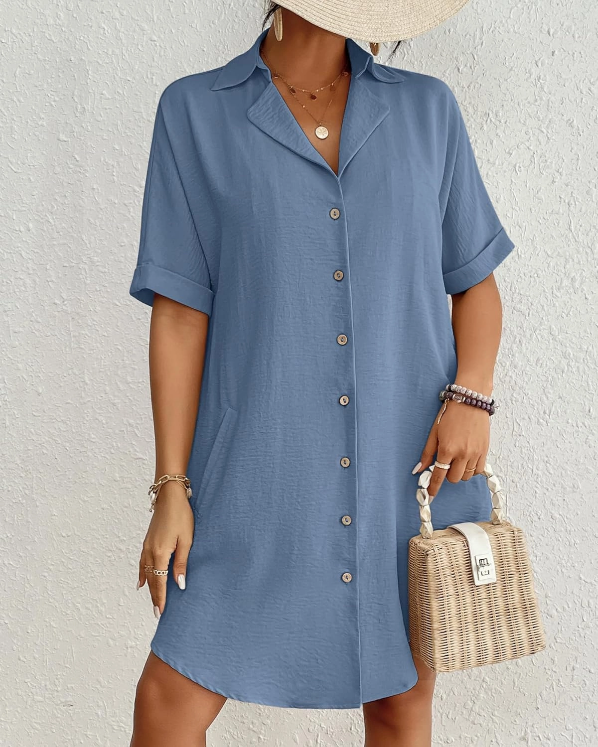Bsubseach Womens Bathing Suit Cover Ups Bikini Swimsuit Coverup for Women 2024 Button Down Beach Dress Shirt