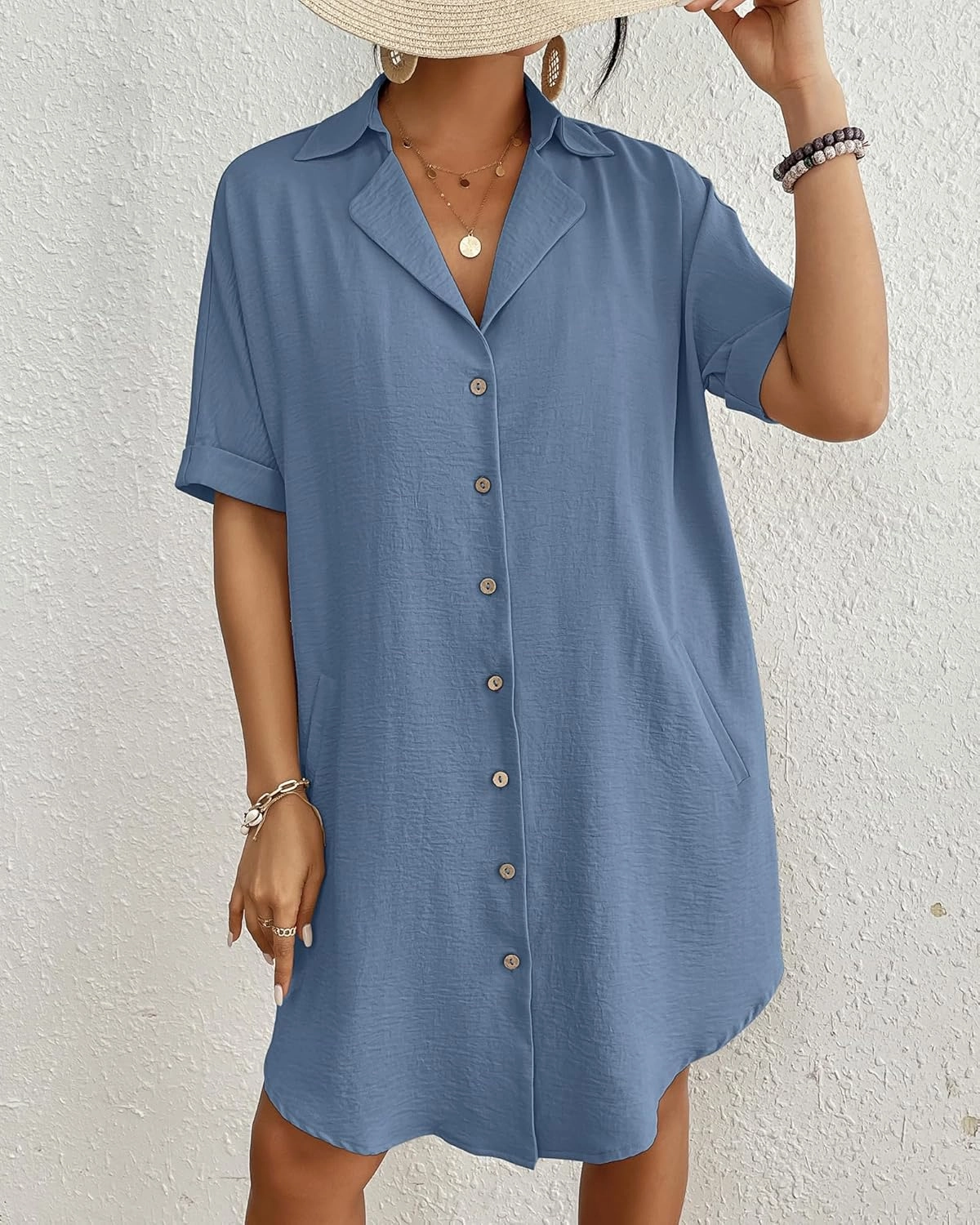 Bsubseach Womens Bathing Suit Cover Ups Bikini Swimsuit Coverup for Women 2024 Button Down Beach Dress Shirt