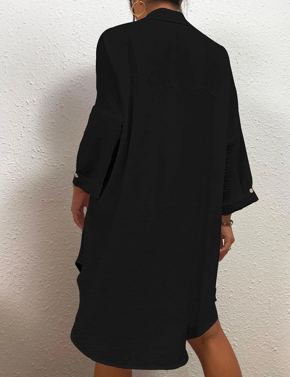 Bsubseach Womens Modern Swimsuit Cover Up Blouse Button Down Shirt Dresses Tops