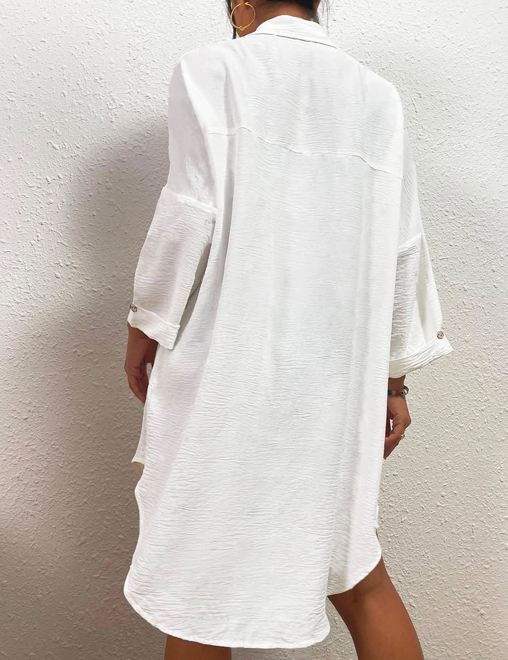 Bsubseach Womens Modern Swimsuit Cover Up Blouse Button Down Shirt Dresses Tops