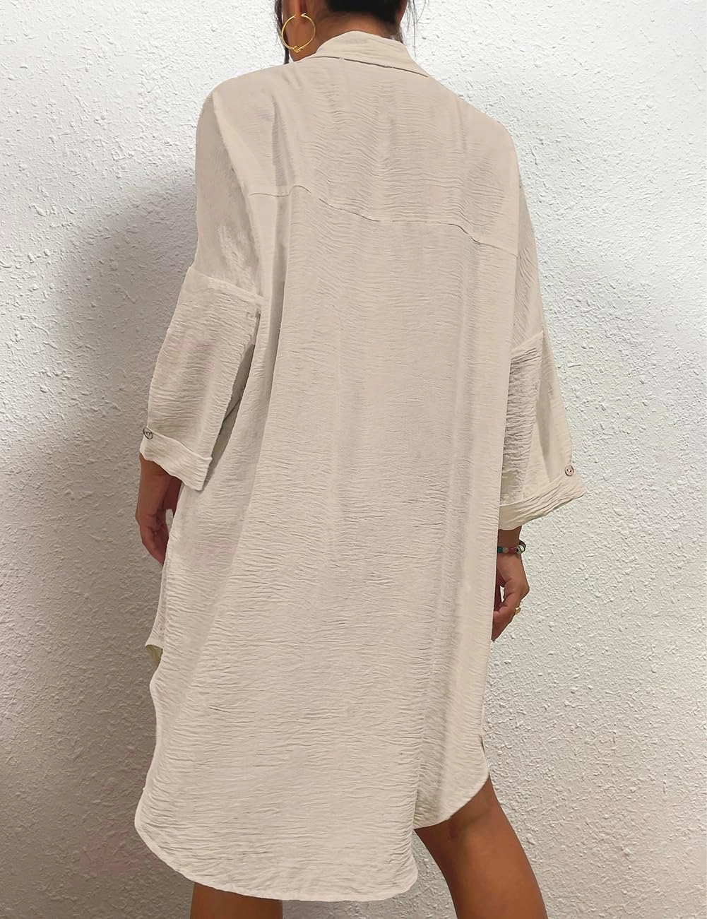 Bsubseach Womens Modern Swimsuit Cover Up Blouse Button Down Shirt Dresses Tops