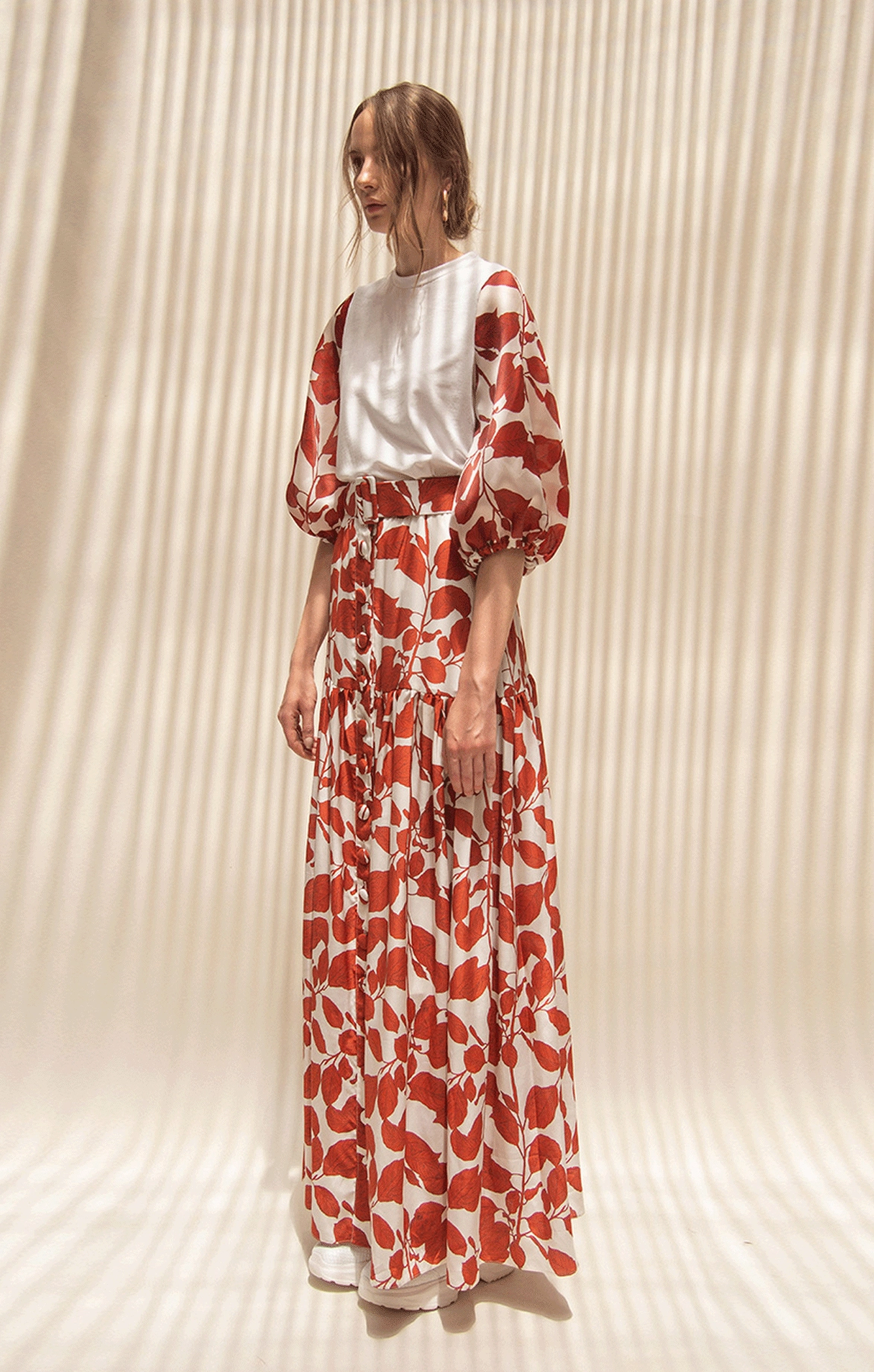Buttons Maxi Skirt With Belt