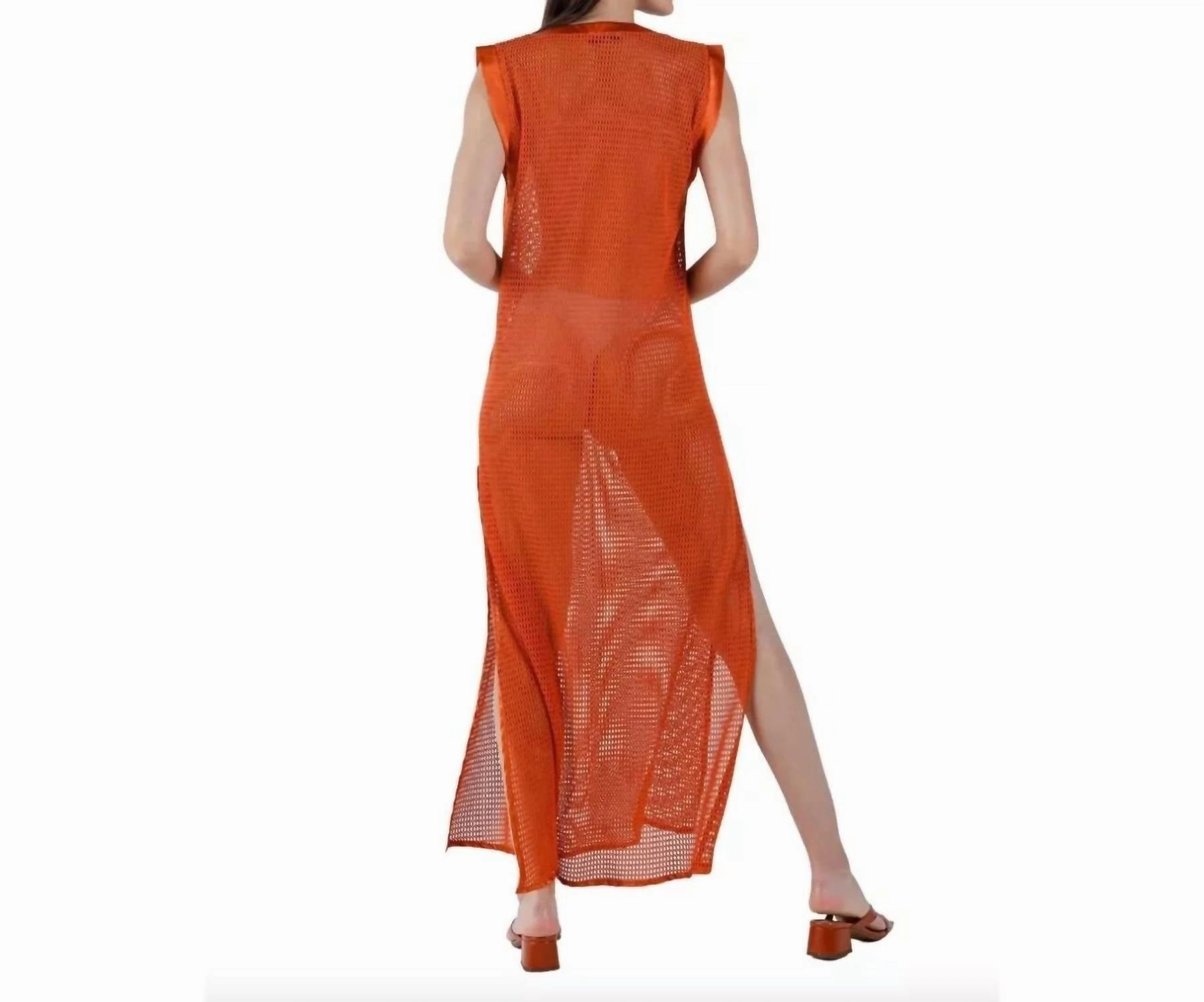 Caftan Camelia Maxi Cover Up Crochet Dress In Orange