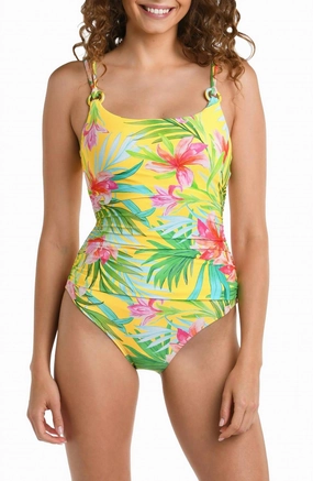 Calypso One Piece Swimsuit In Multi Yellow