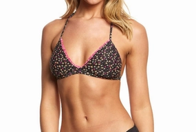 Caribbean Kool Action Back Tri Bikini Top In Caribbean Kool Black