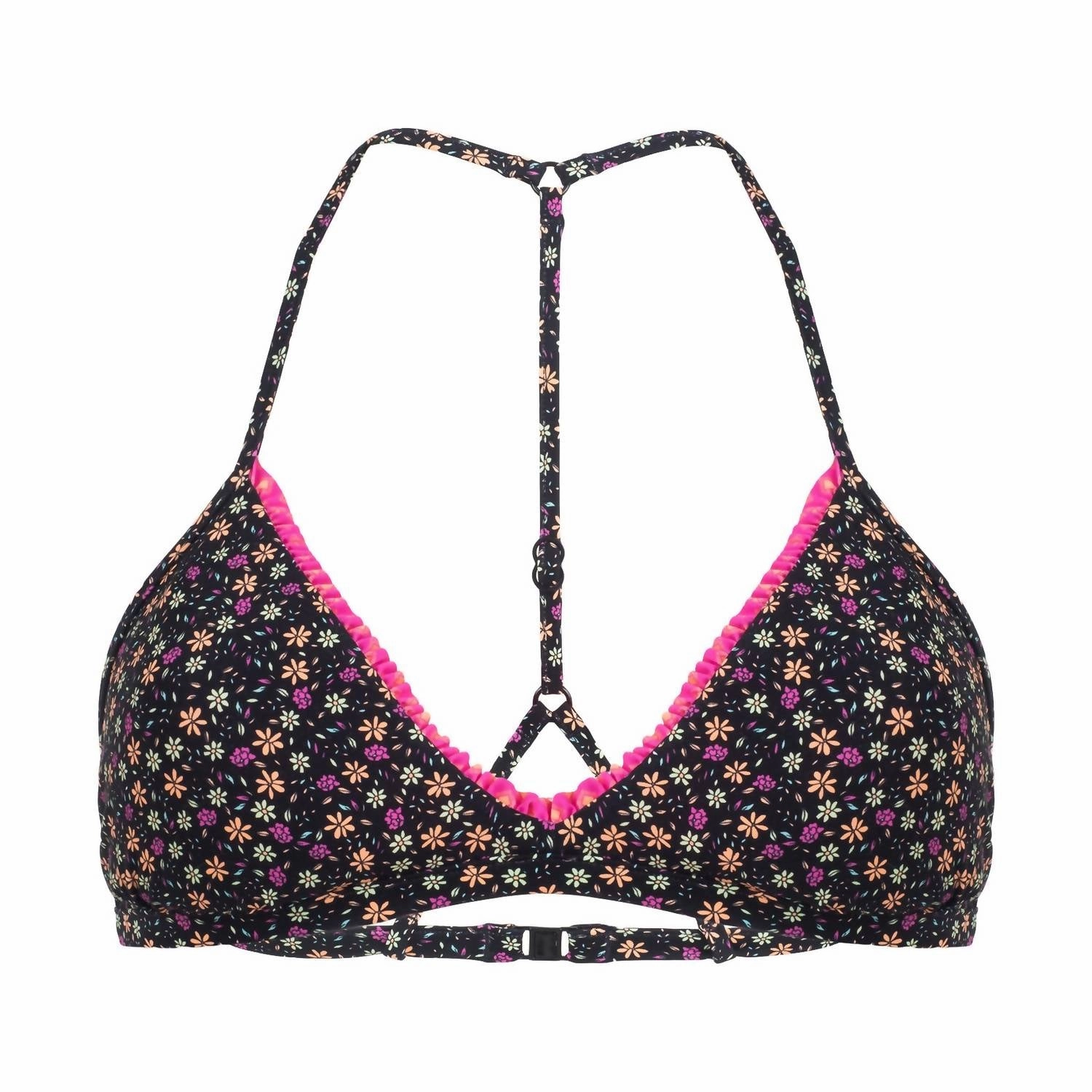 Caribbean Kool Action Back Tri Bikini Top In Caribbean Kool Black