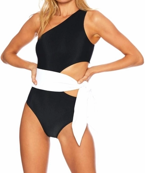 Carlie One Piece Asymmetrical Swimsuit In Black
