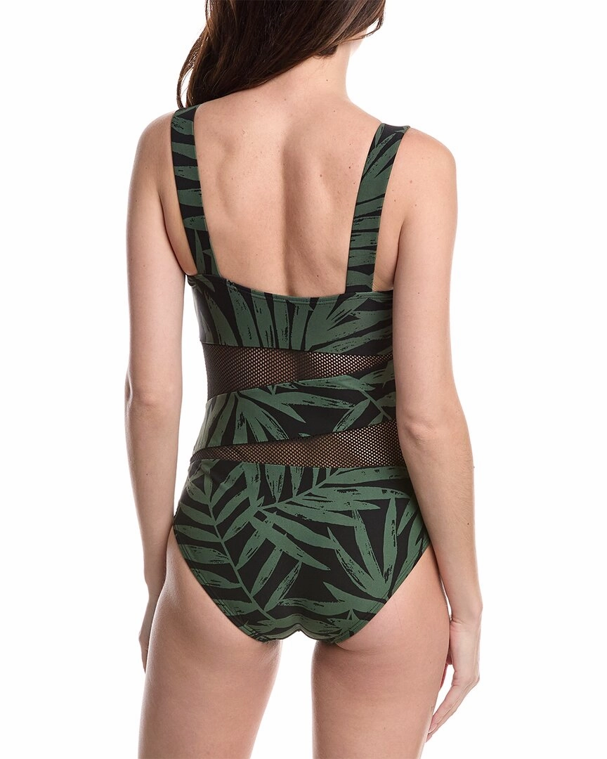 Carmen Marc Valvo Spliced Square Neckline One-Piece