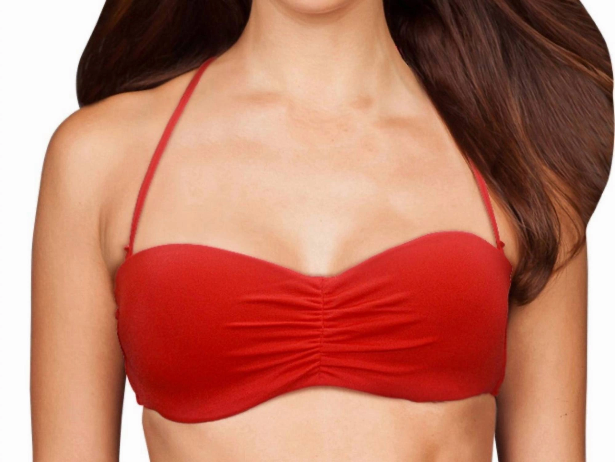 Center Ruched Bandeau Bikini Top In Persimmon