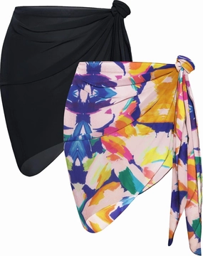 CHICGAL 2 Pieces Women Beach Sarong Bathing Suit Wrap Skirt Sheer Bikini Swimsuit Cover Ups for Swimwear