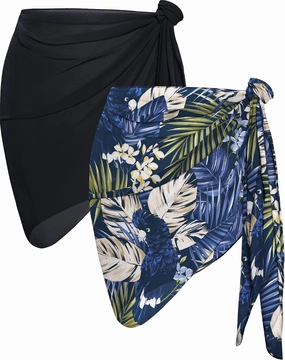 CHICGAL 2 Pieces Women Beach Sarong Bathing Suit Wrap Skirt Sheer Bikini Swimsuit Cover Ups for Swimwear