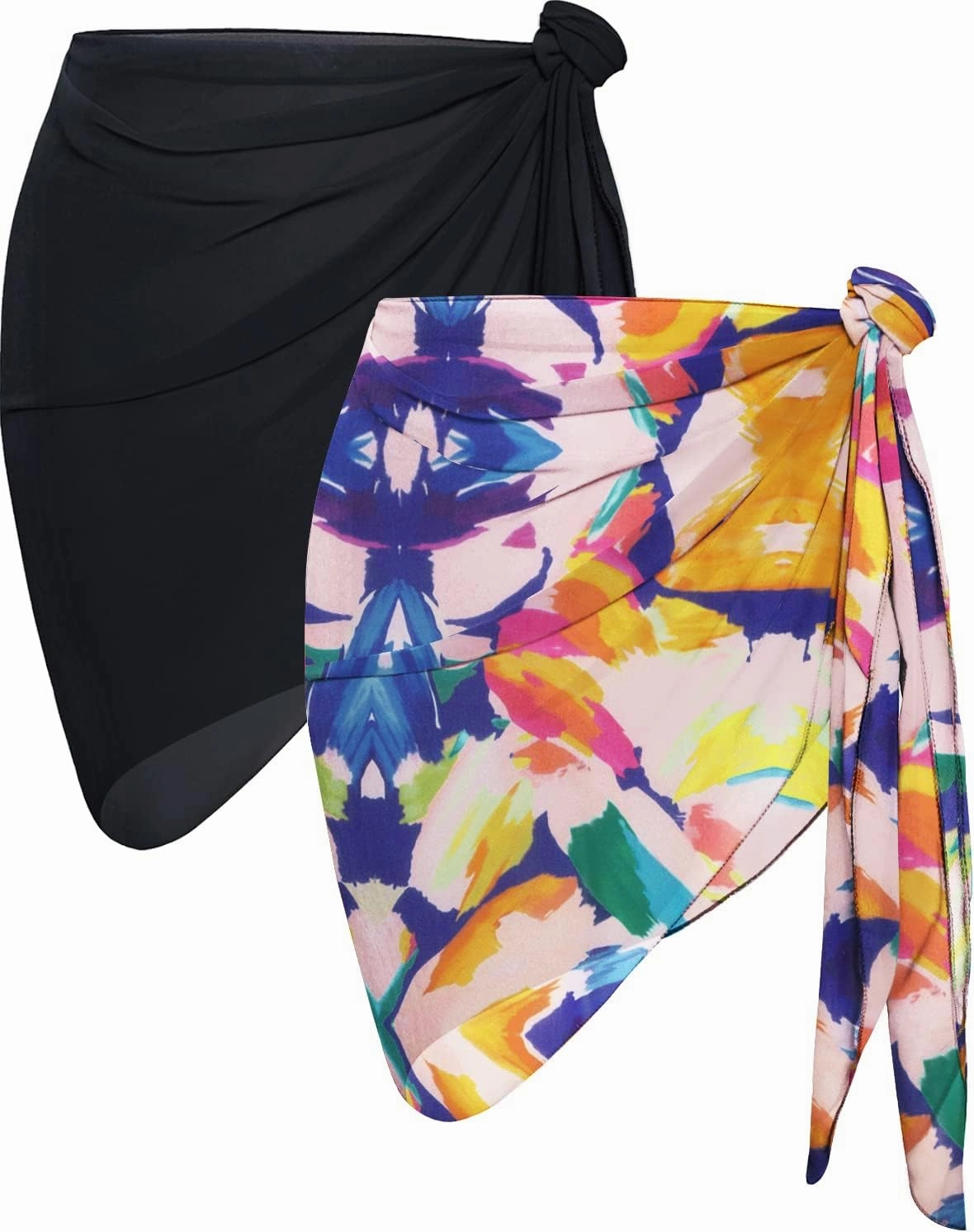 CHICGAL 2 Pieces Women Beach Sarong Bathing Suit Wrap Skirt Sheer Bikini Swimsuit Cover Ups for Swimwear