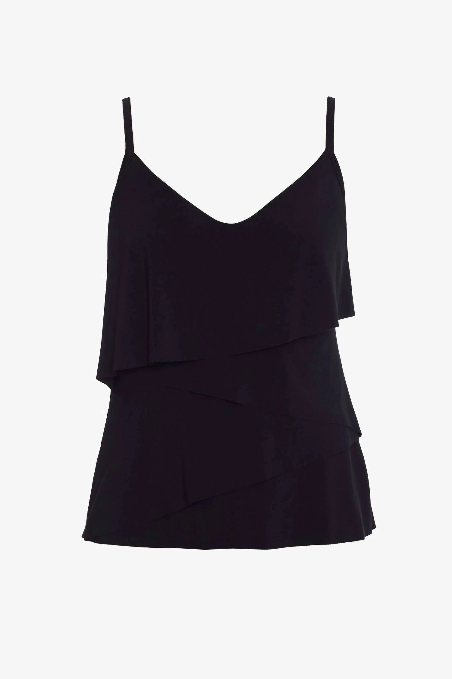 Chloe Layered Tankini Top In Black