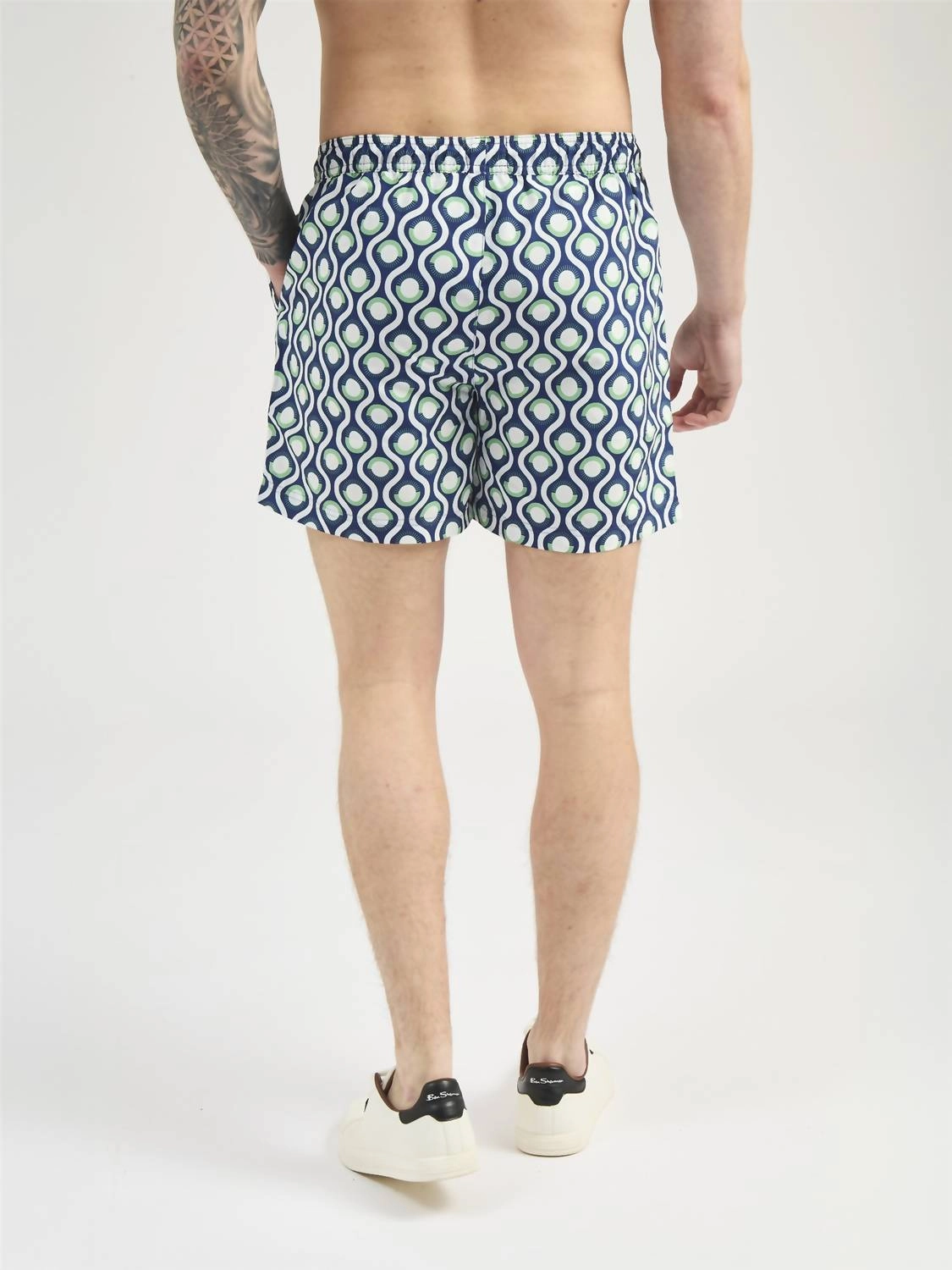 Circle Geo Swim Shorts In Grass Green