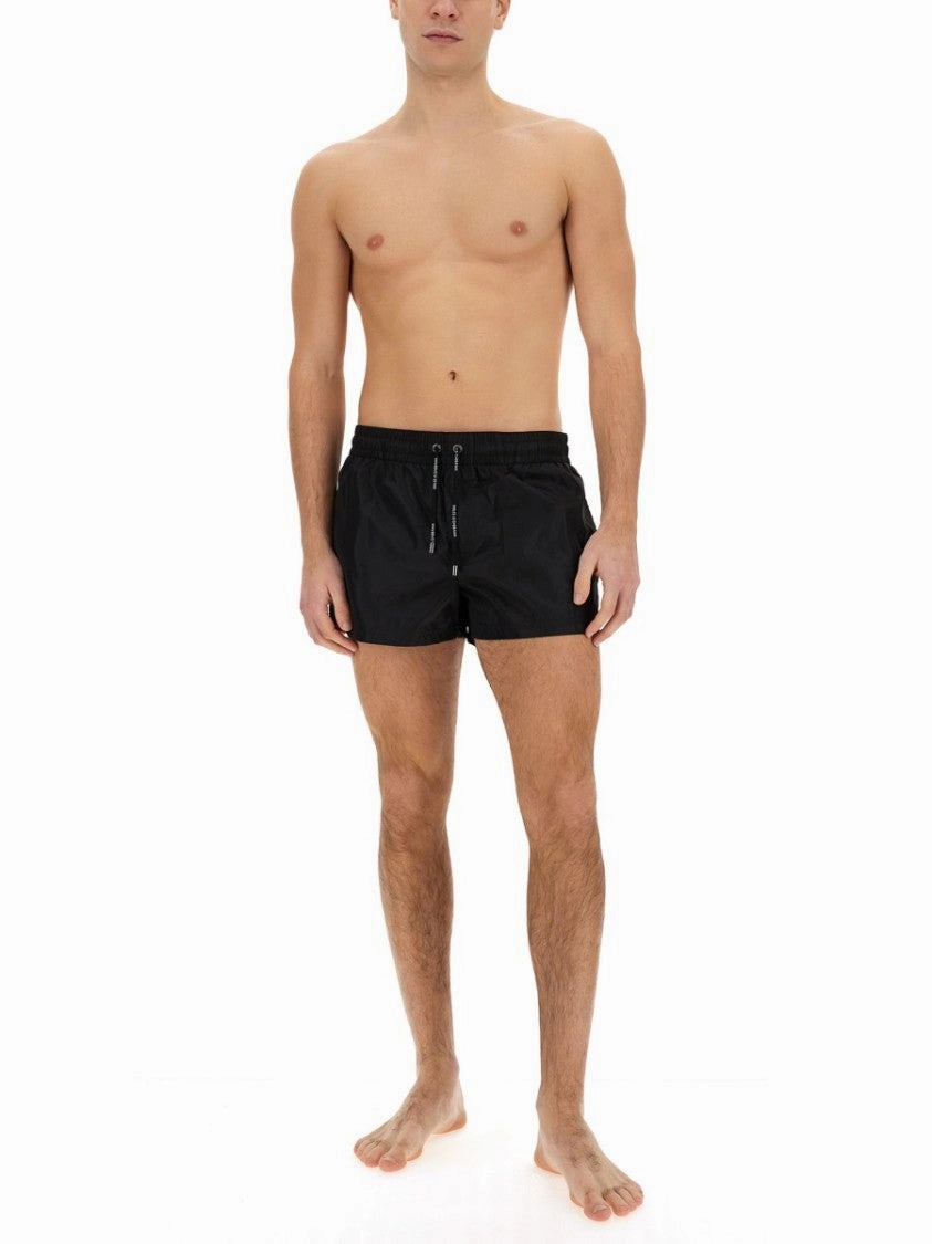 Classic Black Swimsuit With Elastic Waistband