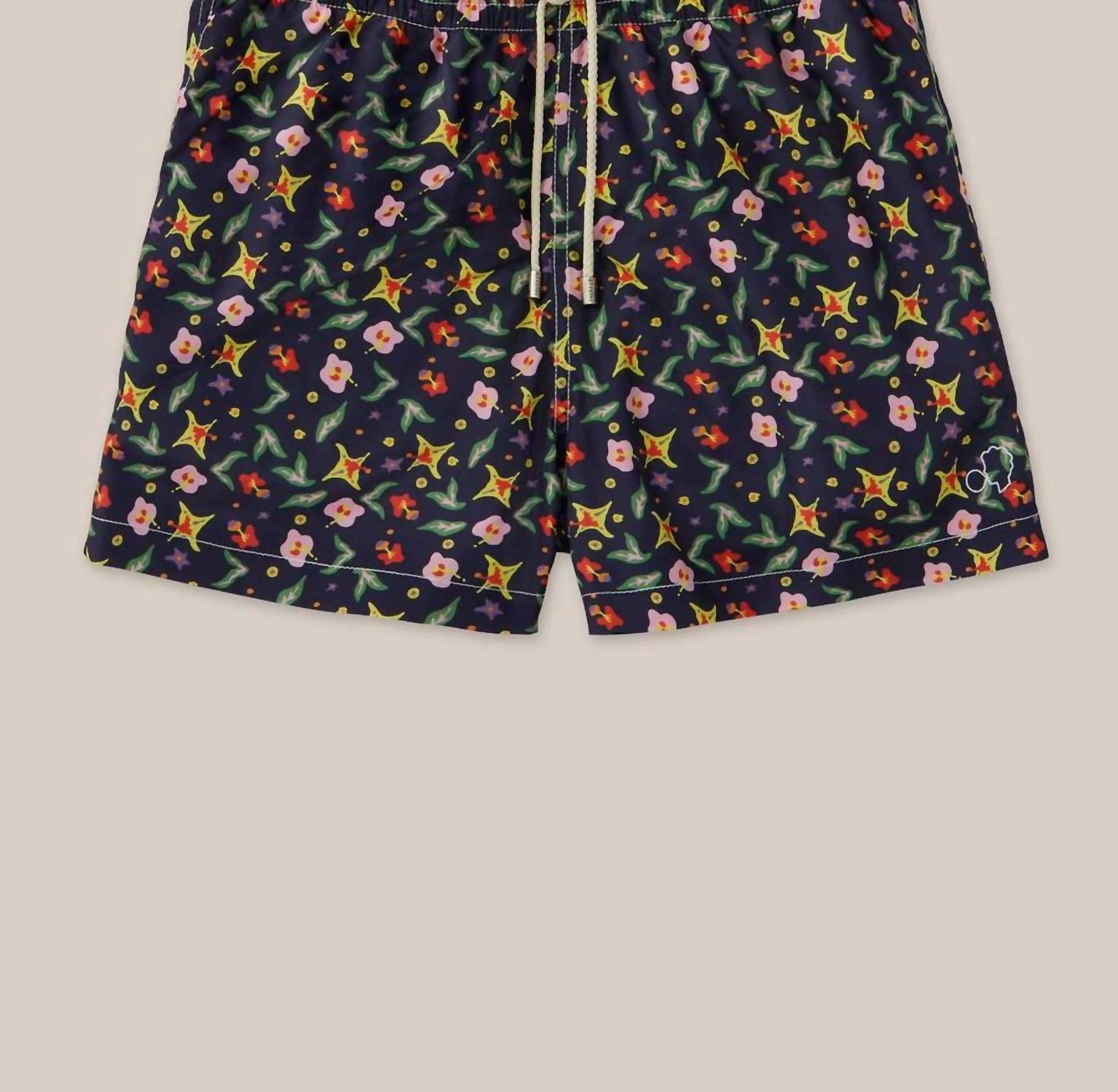 Classic Swim Trunk In Navy Gardens