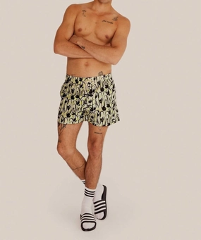 Classic Swim Trunks In Beige Tulips