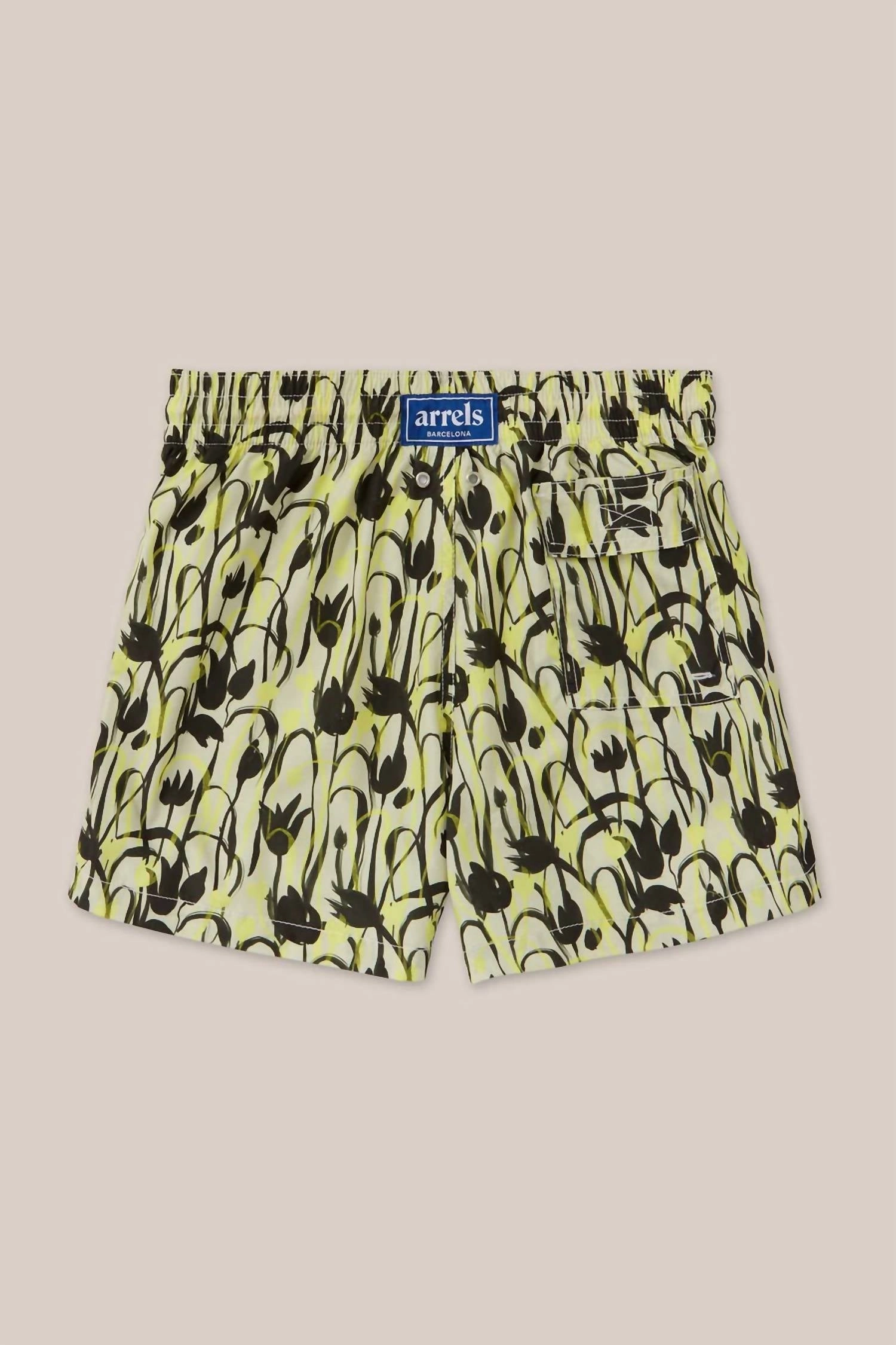 Classic Swim Trunks In Beige Tulips