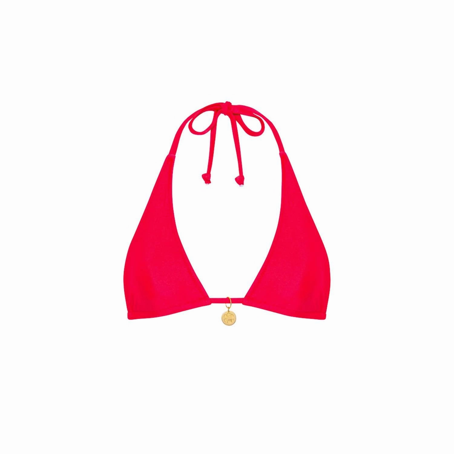 Classic Tie Halter Top In Neon Rose