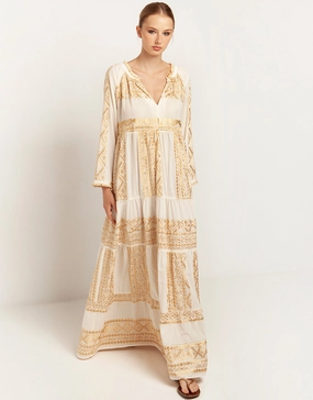Classic Triangle Maxi Dress - Natural and Gold