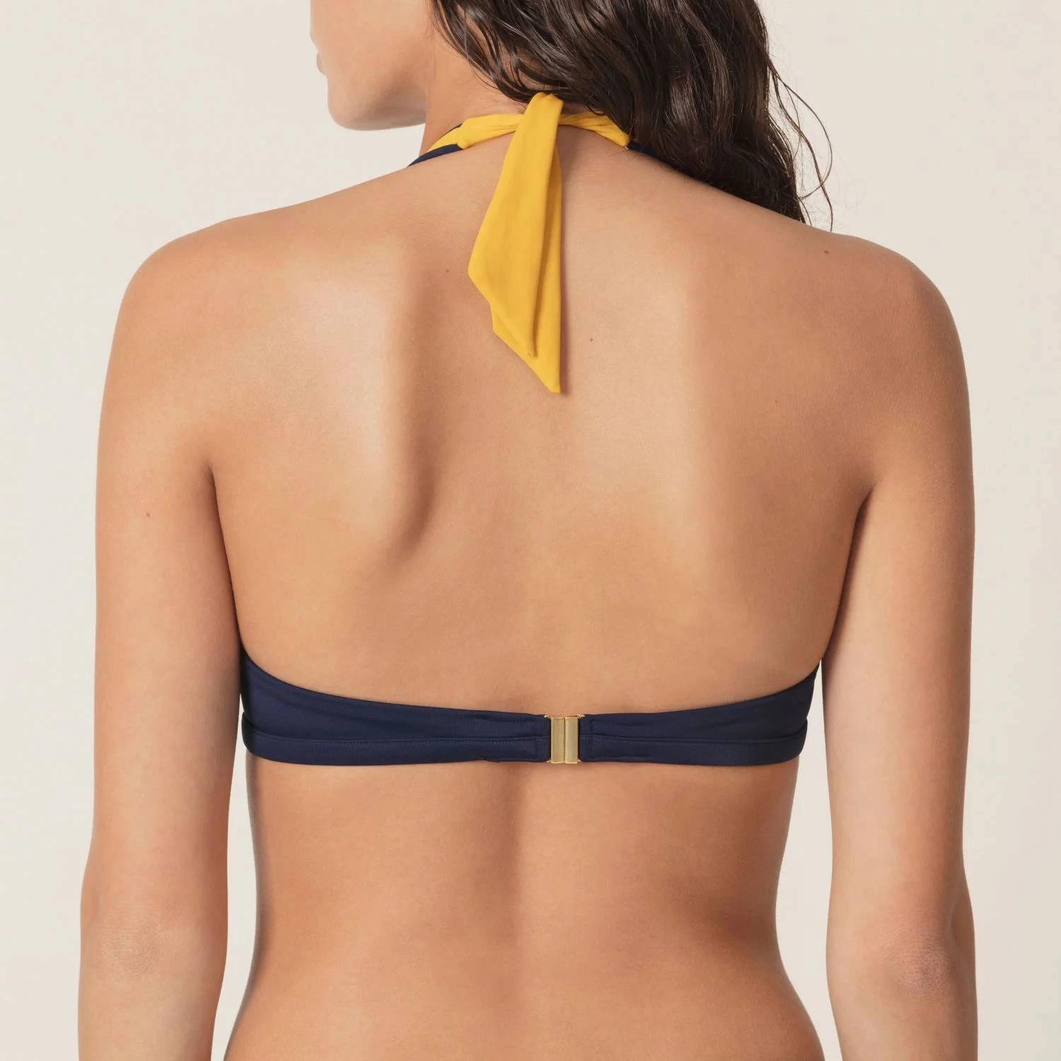 Claudia Padded Long Halter Top In Water Blue