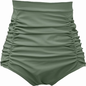 COCOPEAR Women's Ruched High Waisted Bikini Bottom Retro Vintage Swim Short Tankinis