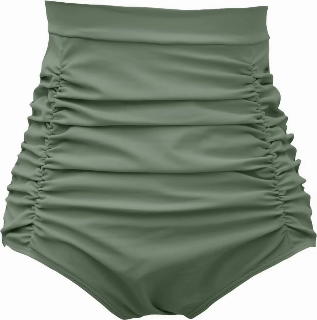 COCOPEAR Women's Ruched High Waisted Bikini Bottom Retro Vintage Swim Short Tankinis