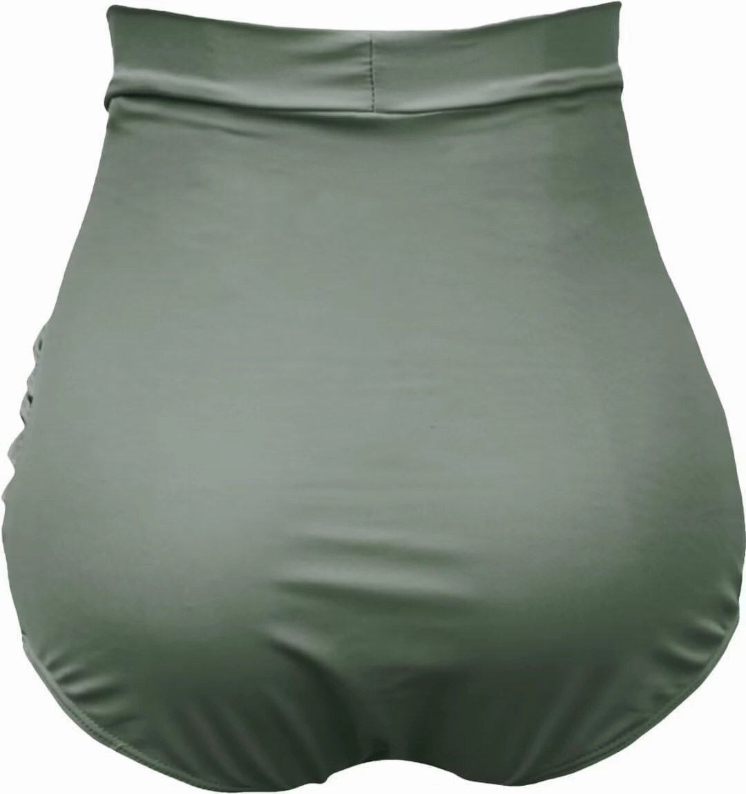 COCOPEAR Women's Ruched High Waisted Bikini Bottom Retro Vintage Swim Short Tankinis