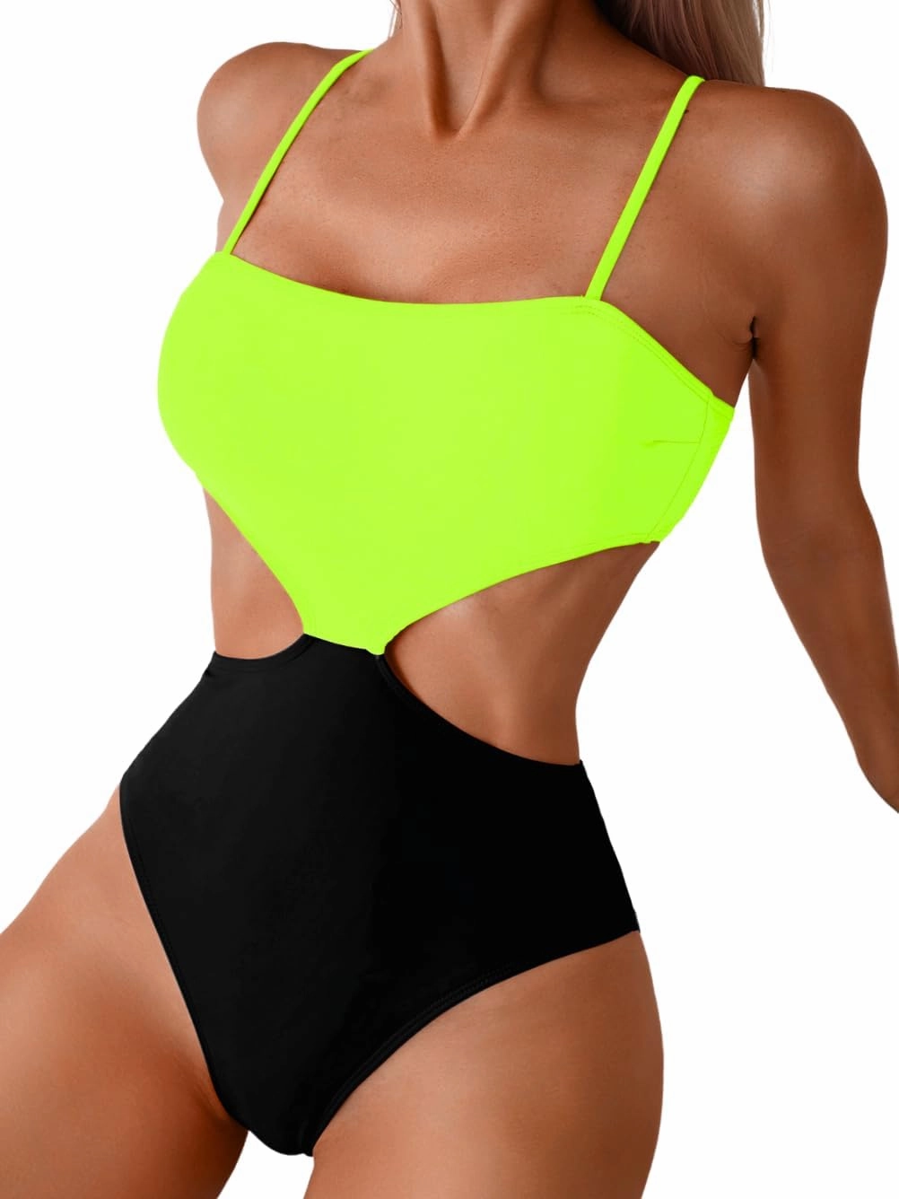 Color Block Swimsuit,Cut Out Sexy Monokini Women,Cheeky One Piece Swimsuits Beach Cruise Pool Party