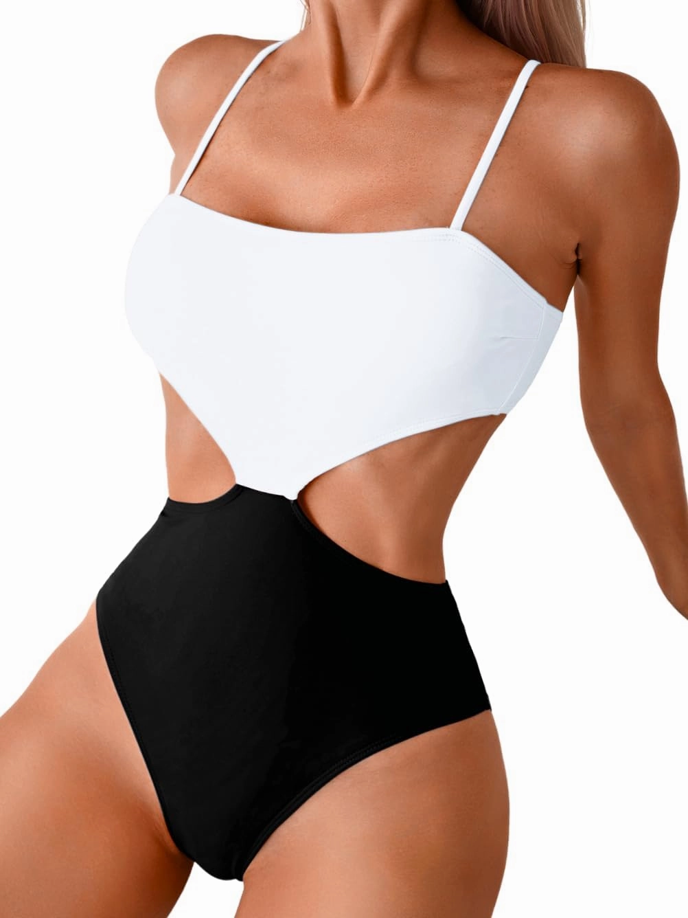 Color Block Swimsuit,Cut Out Sexy Monokini Women,Cheeky One Piece Swimsuits Beach Cruise Pool Party