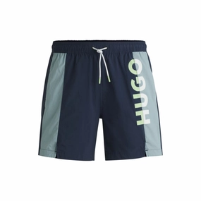 Color-blocked swim shorts with two-tone logo