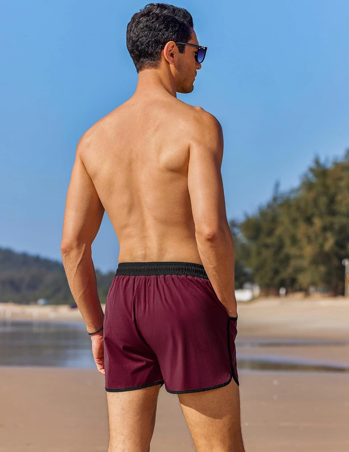 COOFANDY Men's Swim Trunks Quick Dry Swimsuit Color Block Board Short Bathing Suit Swimwear with Mesh Liner