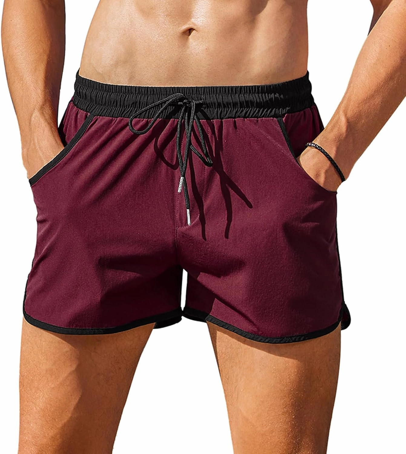 COOFANDY Men's Swim Trunks Quick Dry Swimsuit Color Block Board Short Bathing Suit Swimwear with Mesh Liner