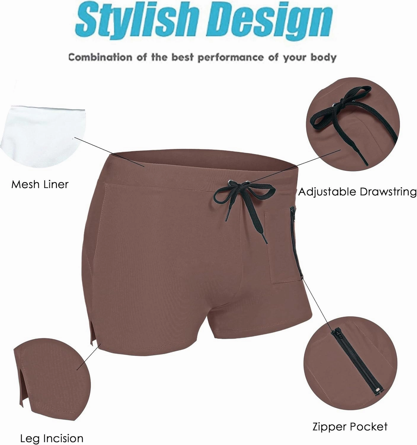 COOFANDY Mens Swim Trunks Swimwear Bathing Suit Swim Brief Square Leg Board Short S-3XL