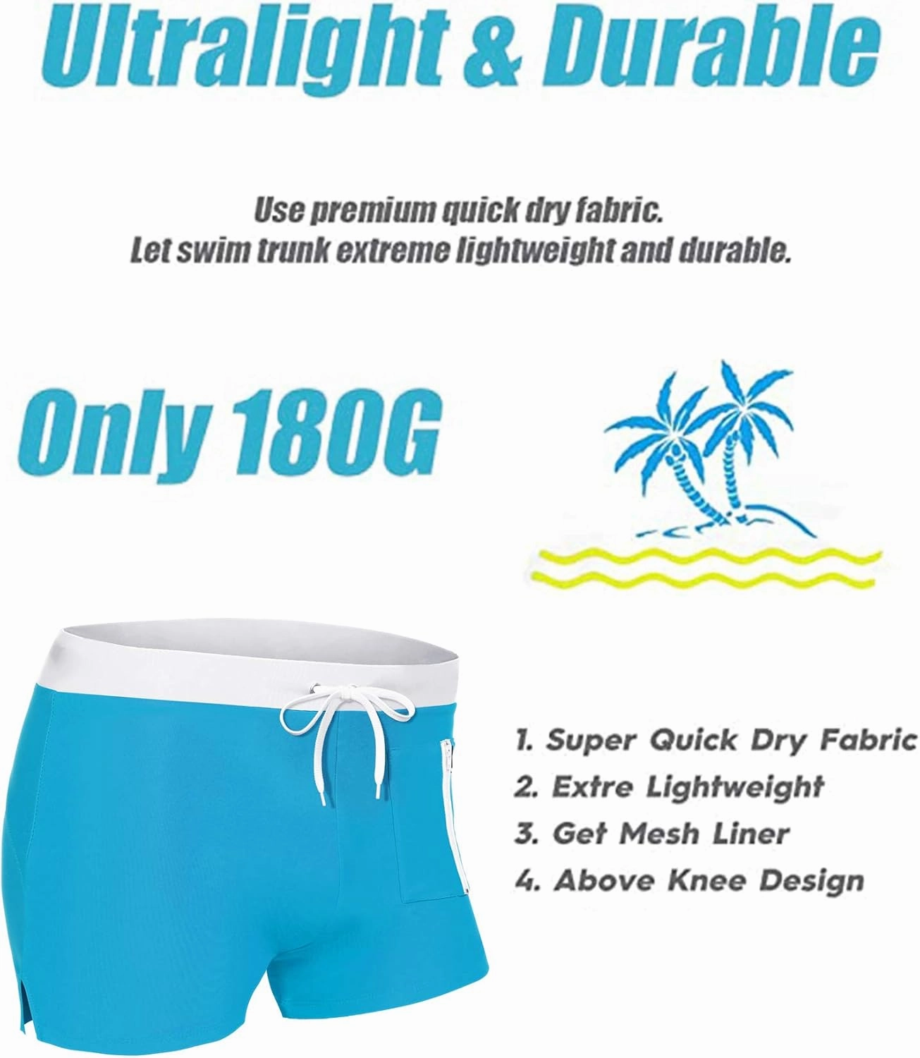 COOFANDY Mens Swim Trunks Swimwear Bathing Suit Swim Brief Square Leg Board Short S-3XL