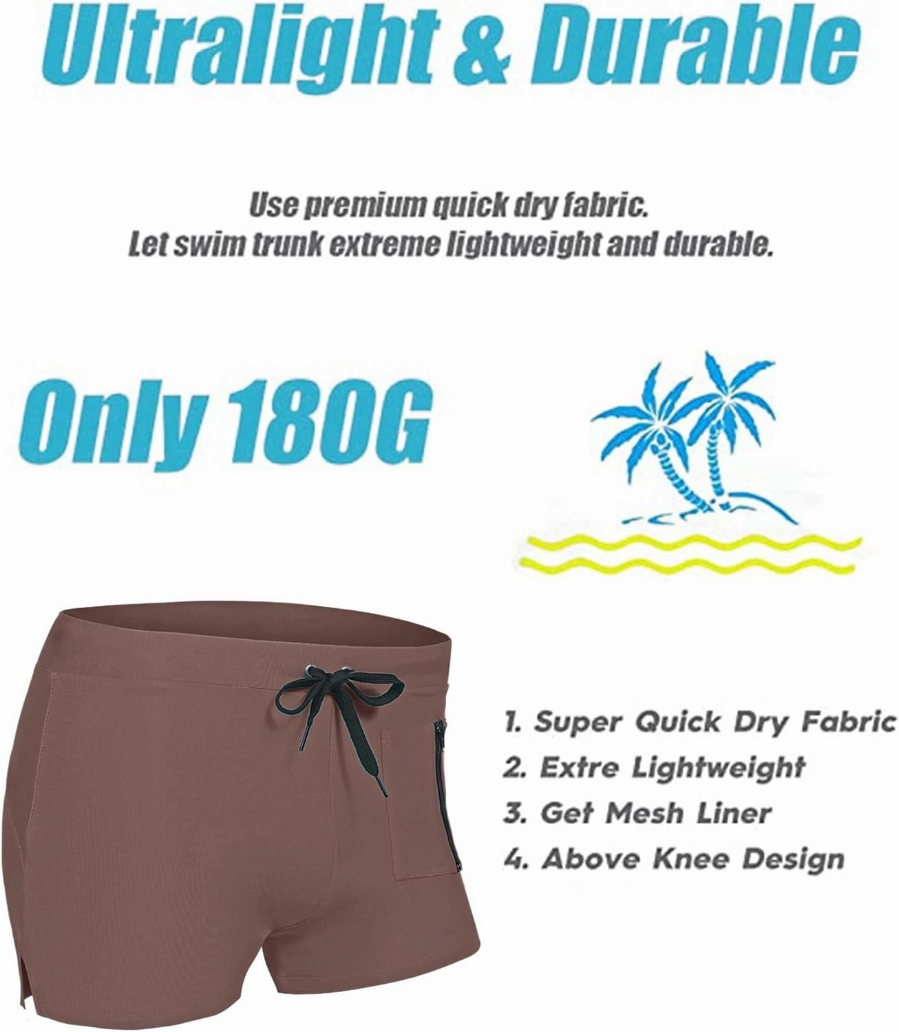 COOFANDY Mens Swim Trunks Swimwear Bathing Suit Swim Brief Square Leg Board Short S-3XL
