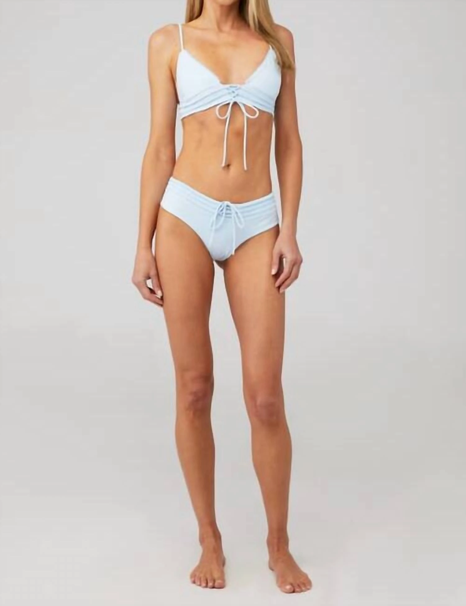 Cora Ruffle Bikini Top In New Moon