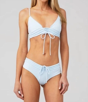 Cora Ruffle Bikini Top In New Moon